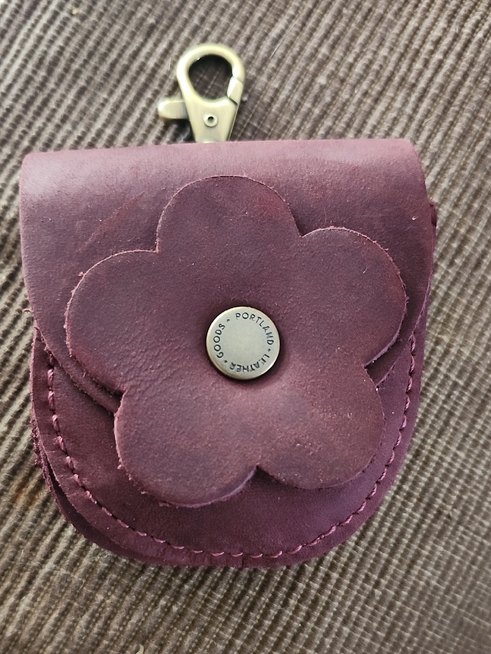 Portland Leather Plum Leather Petunia Key Pouch with Brass Clip